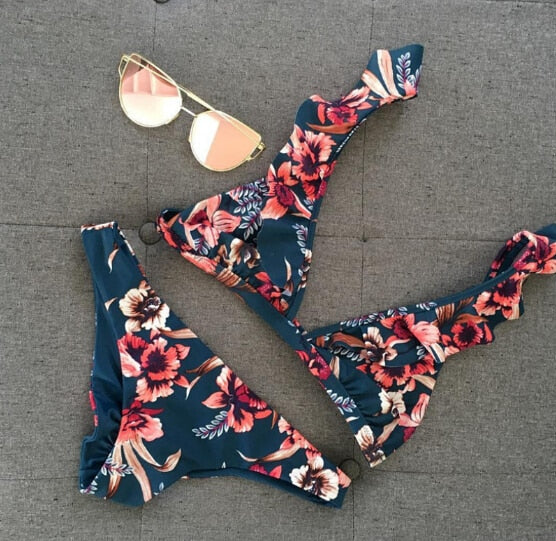 Women Push-up Padded Bikini Hot Retro Swimsuit Print Swimwear