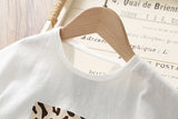 Summer White Shirt + Leopard Cake Skirt 2 Pieces Necklace Sets