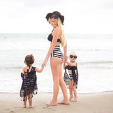 Family Matching Women Kids Swimwear Bandage Bow Bikini
