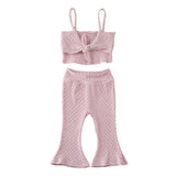 Summer Toddler Infant Set Striped Bow Sleeveless Sling Vest Tops Pants