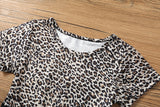 Leopard Summer Fashion Baby Kid Short Sleeve T-shirt Patchwork Dress