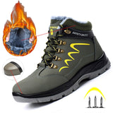 Winter Boots Steel Toe Men Warm Add Velvet Cold Protective Non Slip Anti Smashing Puncture Proof Shoes