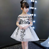 Tulle Princess Off The Shoulder Flower Boat Neck Party Communion Gowns