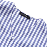 ZANZEA Summer Puff Sleeve Striped Tops High Low Bowknot Blusas