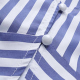 ZANZEA Summer Puff Sleeve Striped Tops High Low Bowknot Blusas