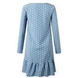 Lossky Polka Dot Print Casual Long Sleeve Mini Dress