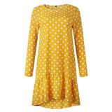 Lossky Polka Dot Print Casual Long Sleeve Mini Dress