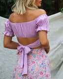 Women Summer Jessie Vinson Short Sleeve Off Shoulder Crop Top Blouse