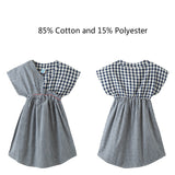 New Cotton Patchwork Dress Kids Plaid Dress for Teen Baby V-neck