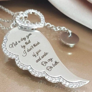 Women's Jewelry Lovely Letter Print Wings Angel Silver Clavicle Chain Pendant Best Gift