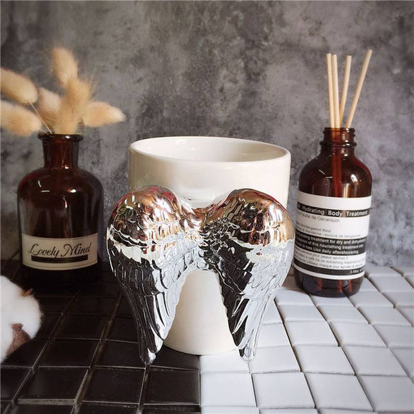 220ML Silver Wing handgrip Ceramics coffee mug Best Gift with Gift Box