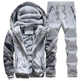 Winter Tracksuits Men Set Thick Fleece Hoodies & Pants Suit