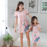 Summer Nightgown Pajamas kid Short sleeved nightdress cute 100% cotton