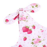 Flofallzique Dress Summer Cute Strawberry V-neck Comfortable Cotton