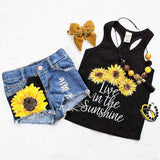 Sunflower Toddler Baby Girl set Clothes sleeveless letter Vest Tank