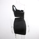 Nadafair Bodycon Club Hollow Out Ruched Backless Bandage Sexy Dresses