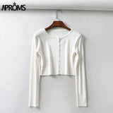 Aproms Candy Color Ribbed Knitted Cardigan Long Sleeve