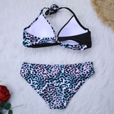 Riseado Sexy Push Up Bikinis Set Swimwear Swimsuits Halter Leaf Print