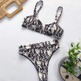 INGAGA High Waist Bikini Push Up Swimsuit Leopard Brazilian Bikini Set