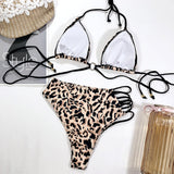 INGAGA High Waist Bikini Push Up Swimsuit Leopard Brazilian Bikini Set
