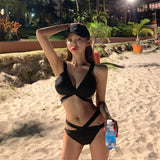 Summer Swim Wear Women Slim Fit Sexy Split Type Black Bikini Push Up