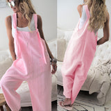 Casual Loose Solid Pockets Jumpsuit Cropped Pant Rompers