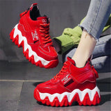 Chunky Sneakers Platform Ladies Brand Wedges Leather Sports Dad Shoes