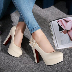 Customized single shoes 44 - 47 yards large size high-heeled shoes with butterfly knot diamond
