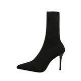 SEGGNICE Sexy Sock Boots Knitting Stretch High Heels Women Shoes