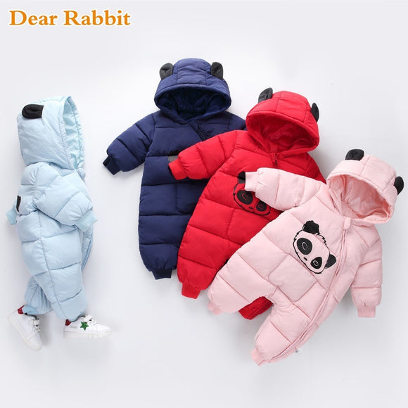 New born Winter Hooded Rompers Thick Cotton Outfit Jumpsuit
