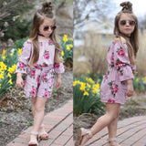 Kids Flower Romper Off Shoulder Bow Jumpsuit Sunsuit Summer Clothes