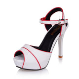 Summer Hollow Buckle Women's Shoes European And American Fight Color Fish Mouth Fine With High Heels