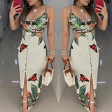 Women Hollow Out Butterfly Printed Long Strap Bodycon Printed Vestidos