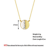 Chandler Gold Color Framed White Marble Circle Pendant Necklace Disc Round