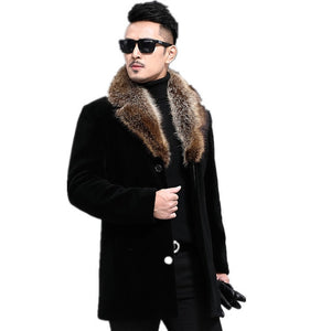 RUELK Autumn And Winter Woolen Coat Men's Single-breasted Thickened Medium-Length