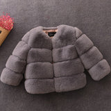 Baby Girls Faux Fur Coat Winter Long Sleeve Warm Kids Snow Jacket