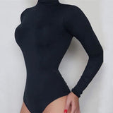 GAOKE Sexy Solid Turtleneck Body Femme Long Sleeve Tops
