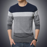 Men's Sweater O-Neck Striped Slim Fit Knittwear Sweater