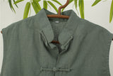 Men's Summer Waistcoat Vintage Breathable Linen Button Down Shirt