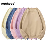 Aachoae Solid Casual Tracksuit Women Sports 2 Pieces Set
