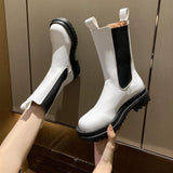Women Chunky Heel Ankle Designer Chelsea Boots