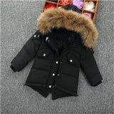 New Parker Boys Hodded Solid Faux Fur Collar Baby Winter Jacket