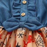 Baby Girl Halloween Pumpkin Denim Children Top Clothes Kids Fall Dress