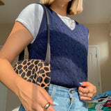 SUCHCUTE V Neck pullover Knitted Vests Preppy Style