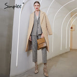 Simplee Fashion female winter windproof jacket sashes parka Long straight coat