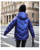 Women Winter Jacket Shining Cotton Padded Warm Coat