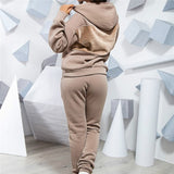 Winter Women's Tracksuit Full Sleeve Hoodied Sweatshirt Pockets Pants Suit Two Piece Set