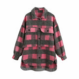 Stylish Sweet Plaid Woolen Shirt Check Jacket Cute