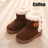 Winter Children Thick Warm Shoes Cotton-Padded Suede Buckle Kids Boots