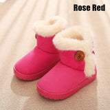 Winter Children Thick Warm Shoes Cotton-Padded Suede Buckle Kids Boots